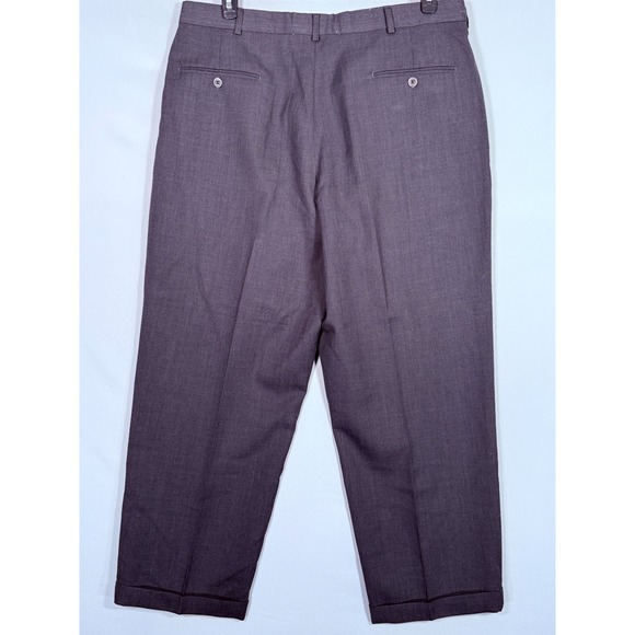 Slates‎ Men's Tag- 38x30 Dress Pants with Cuffs Black Worsted Wool Blend Pleated - Picture 8 of 8